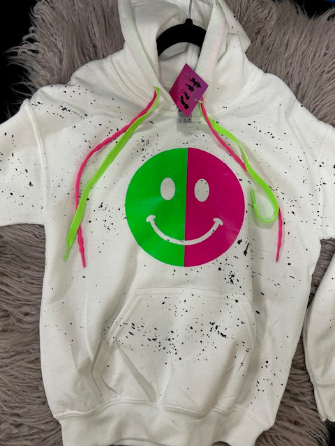 Neon String Smiley Hoodie **In Stock Ready to Ship**