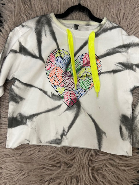 Neon Rhinestud Heart Crop Sweatshirt **In Stock Ready to Ship**