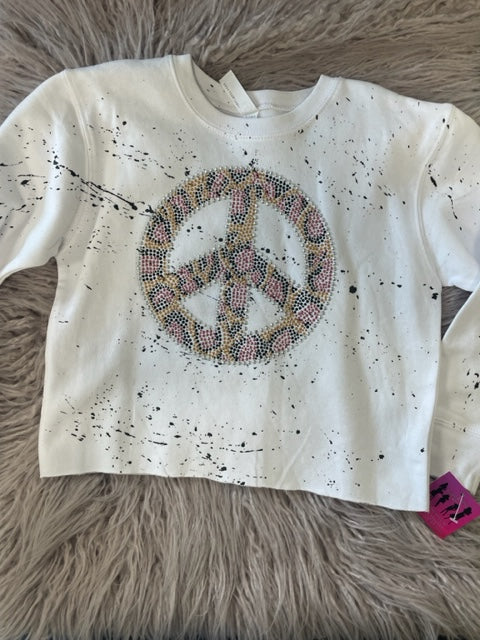 Raw Hem Peace Bling Crewneck *In Stock Ready to Ship*