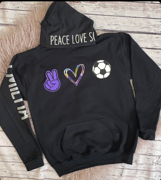 Peace Love Soccer Hoodie